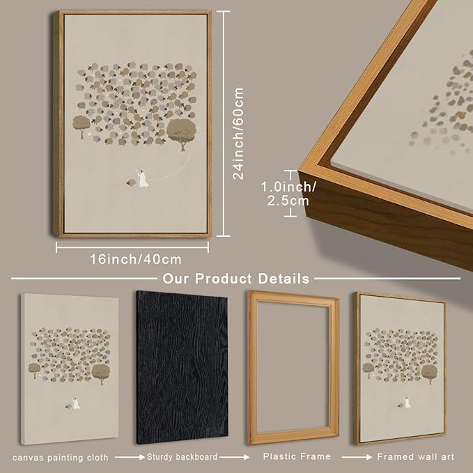 BINCUE Framed Jesus Wall Art Set of 3 Jesus Lamb Wall Decor Lamb of God Art Print for Living Room Bedroom Church 16x24 Inch