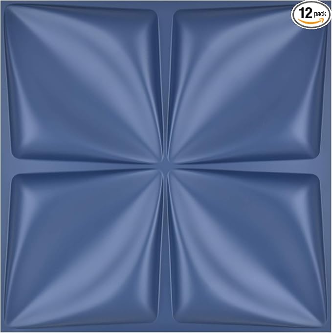 Art3d Navy Blue 3D Wall Panel PVC Flower Design Cover 3 Sq Meter, for Interior Wall Decor in Living Room, Bedroom, Lobby, Office, Shopping Mall