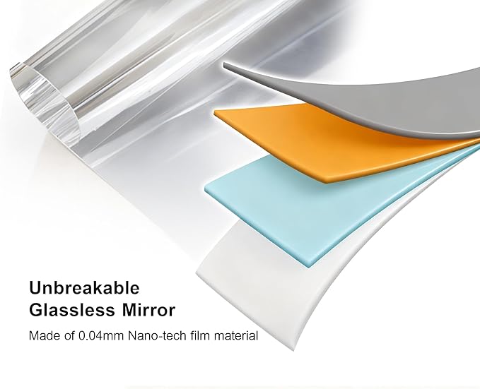 31" Wall Mounted Octagon Mirror, Bathroom Mirrors for Over Sink, Glassless Adhesive Decorative Mirror for Bathroom Entryway Vanity Living Room Dining Room Bedroom, Black