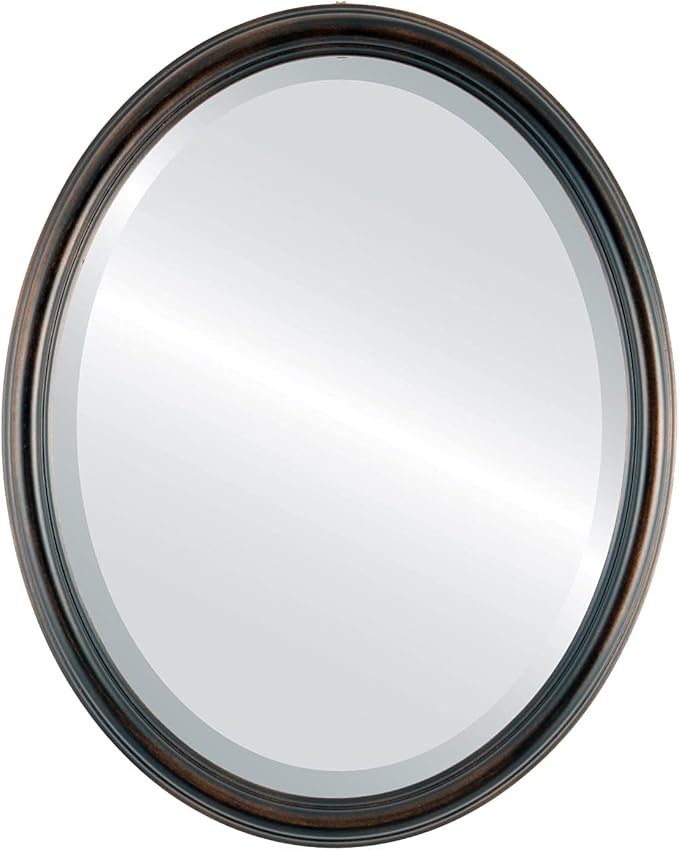 Oval Beveled Wall Mirror for Home Decor - Saratoga Style - Rubbed Bronze - 20x26 Outside Dimensions