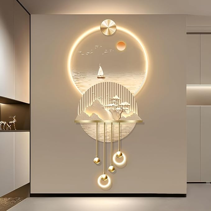 Bonsai 3D LED Wall Art Light Wall Sculpture Painting Decoration Art Modern Wall Hanging Painting for Living Room Entrance Corridor Decorative Wall Mounted Lamp(Stylle B)