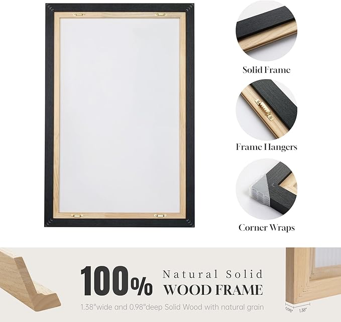 Large Framed Gold Abstract Geometric Wall Art for LIving Room, 3 Piece Modern Canvas Prints Paintings Artwork for Walls, Minimalist Black White Gold Pictures for Hallway Office Wall Decor 24x36 Inch