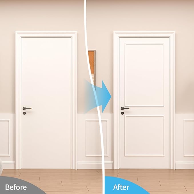 Art3d Premade Peel and Stick Door Moulding Trim Kit, Self-Adhesive Paintable Wainscoting Panels for Frame Decor & Wall Accents, 1 Set-2 Frames