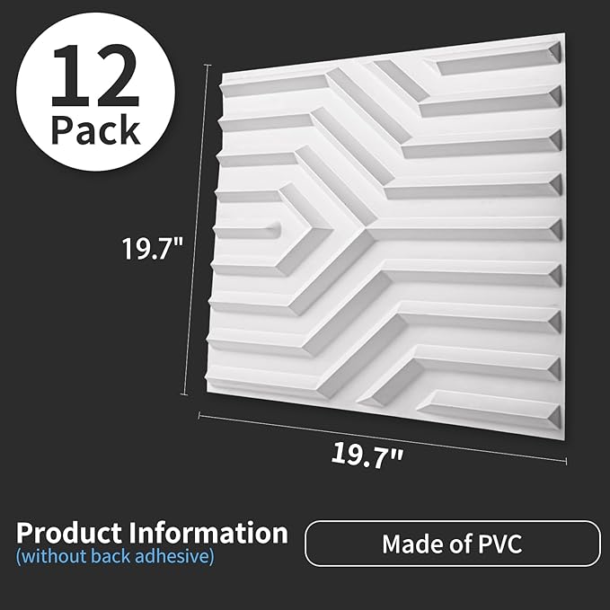 Art3d Decorative 3D Wall Panel, 32 Sq.FT PVC Interior Wall Decor for Living Room, Bedroom, Lobby, Office, Shopping Mall, White