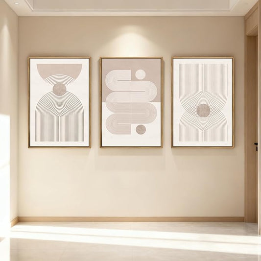 Anyzal Boho Abstract Wall Art Modern Minimalist Artwork Neutral Line Wall Decor for Living Room Bedroom Office 16x24 Inch Set of 3