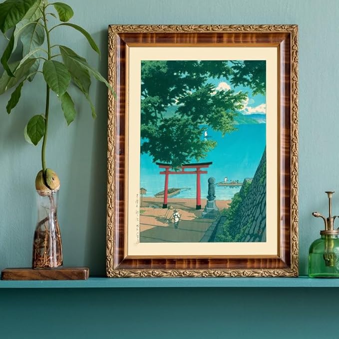 Nikko Chuzenji Lake Japanese Poster, Scenic Woodblock Art by Kawase Hasui, Japandi Nature Wall Decor, Tranquil Vintage Boho Artwork (Unframed) (9x11)