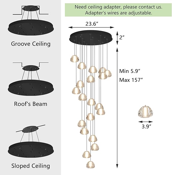 Modern Crystal Chandeliers LED Ceiling Lighting Foyer Large Ceiling Light for Staircase Living Room Hallway Entryway
