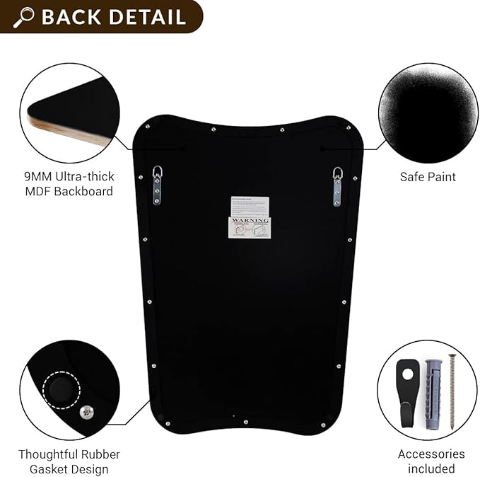 ANDY STAR 24x36 Inch Bathroom Mirror, Matte Black Irregular Wall Mirror, Bathroom Vanity Mirror with Stainless Steel Metal Frame, Unique Butterfly Inspired Shape Ideal for Home Decor