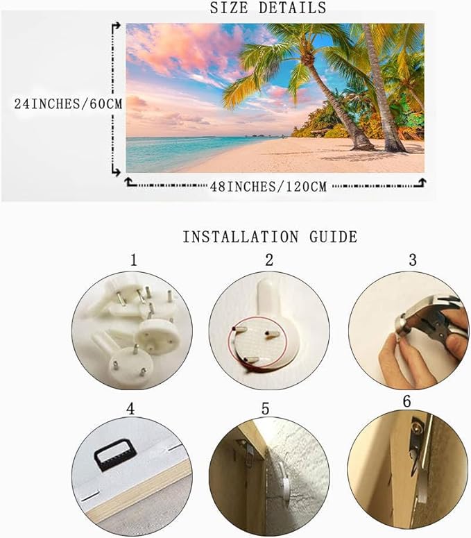 Canvas Wall Art for Bedroom Tropical Palm Tree Wall Art Summer Canvas Ocean Waves Coconut Trees Beach Sunrise Seascape Scenery Painting Nature Picture for Living Room Bathroom Home Office Wall Decor