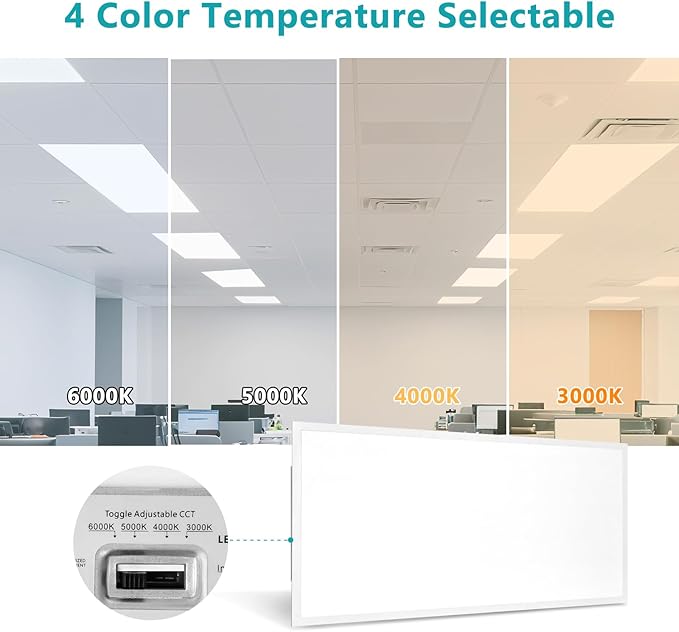 2x4 LED Flat Panel Light, 36 Pack, Selectable 40W/50W/60W, 3000K/4000K/5000K/6000K, 0-10V Dimmable, ETL Certified, 6600LM, Drop Ceiling Office Lighting