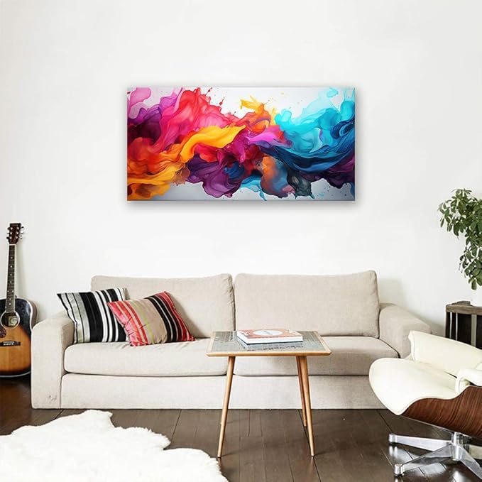 BYXART Abstract Canvas Wall Art for Living Room Colorful Artwork For Bedroom Fantasy Painting Multicolor Prints Picture for Bathroom Home Office Decoration 48L x 24W