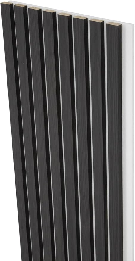 94" x 12.6" 3D Acoustic Slat Wood Wall Panels | Modern Sound-Dampening & Eco-Friendly Design (2-Piece Set) (Midnight Oak)