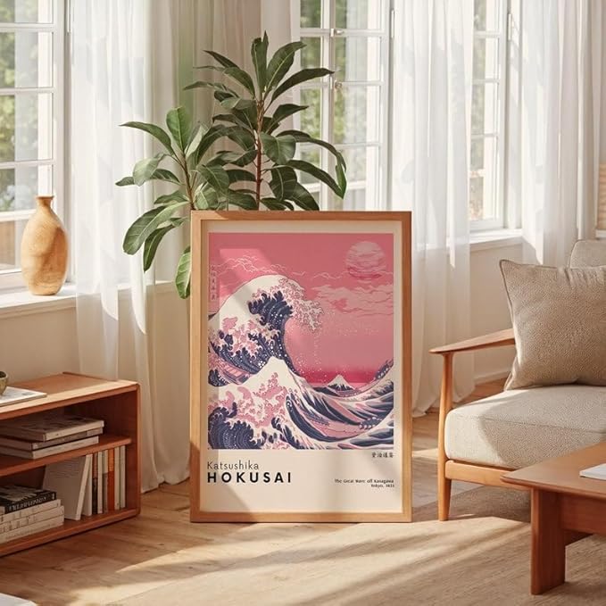 Nationcog Katsushika Hokusai Poster, The Great Wave Off Kanagawa Japanese Wall Art Print, Vintage Exhibition Style Decor for Living Room, Bedroom or Gallery Wall Display (Unframed) (16x24)