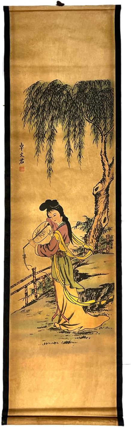 Wall Asia Traditional Art Prints Posters Painting Oriental,4 Panels Super Large Home Walls Decor Home Office Decoration (Super Old Aging Paper, c four beauty)