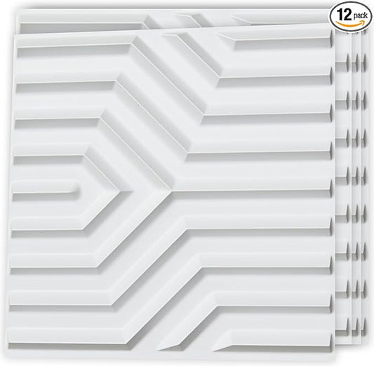 Art3d Decorative 3D Wall Panel, 32 Sq.FT PVC Interior Wall Decor for Living Room, Bedroom, Lobby, Office, Shopping Mall, White