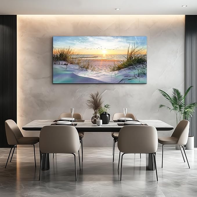 Canvas Wall Art For Living Room Large Size Wall Art Decor For Bedroom Blue Ocean Beach Landscape Paintings Poster Prints Artwork Office Decorations Seascape Wall Pictures Modern Room Home Decor Works