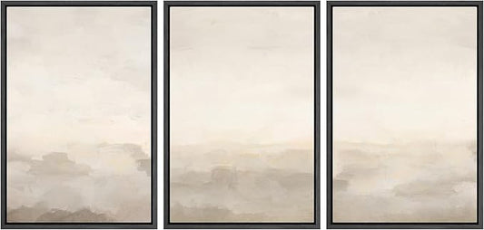 MUDECOR Framed Canvas Print Wall Art Abstract Prints Minimalist Modern Art Neutral Home Decor for Bedroom - 24"x36"x3 Black