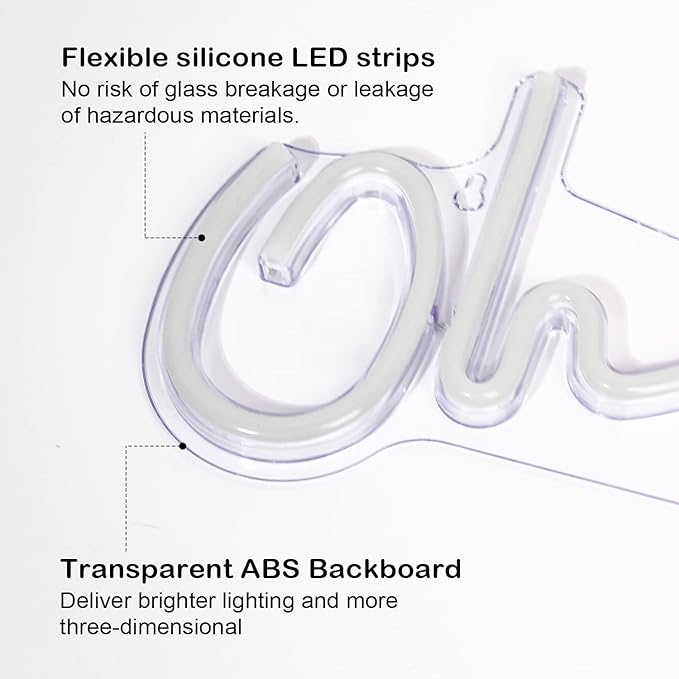 Lucunstar Neon Light Oh Baby Warm White Neon Sign for Wall Decor Neon Lights Sign Oh Baby Word LED Neon for Nursery Bedroom Game Room Club Bar Wedding Party Room Decor(16.5"X6.9")