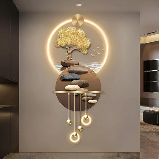 Bonsai 3D LED Wall Art Light Wall Sculpture Painting Decoration Art Modern Wall Hanging Painting for Living Room Entrance Corridor Decorative Wall Mounted Lamp(Stylle F)