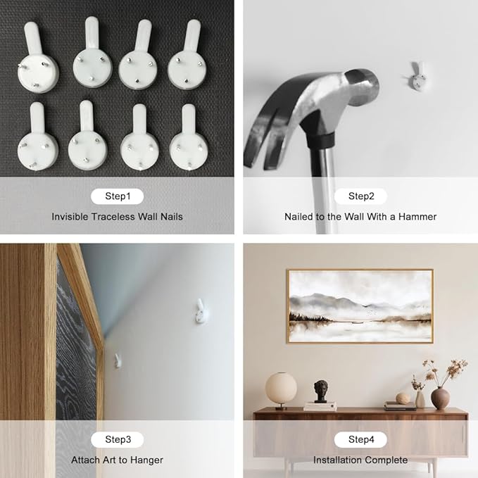 Neutral Abstract Mountain Framed Canvas Print Wall Art Set,Watercolor Beige and Gray Landscape Wall Decor,Modern Minimalist Nature Artwork for Living Room,Bedroom-20 x40