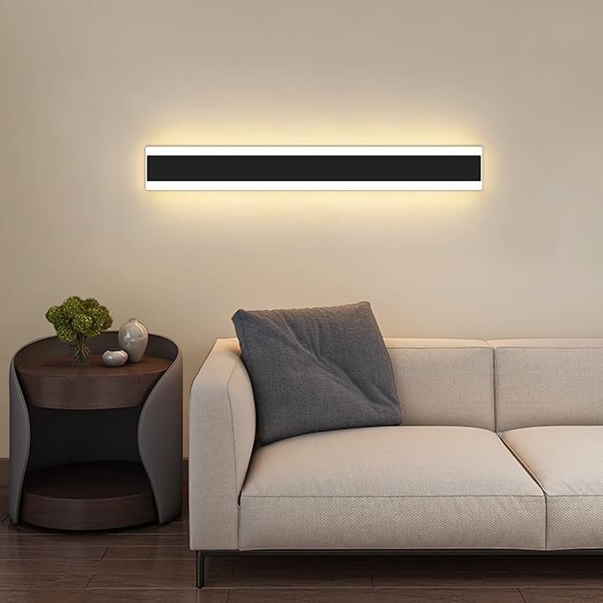 Modern 31.4inch Outdoor Wall Light, 3000k/4500k/6000k 3 Color Change Black Exterior Light Fixtures Wall Mount, Ip65 Waterproof Modern Porch Lights Non-Dimmable, Long Linear Outside Lighting Hard-Wired