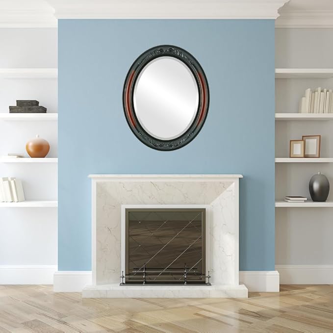 OVALCREST Oval Beveled Wall Mirror for Home Decor - Florence Style - Rosewood - 40" x 28"