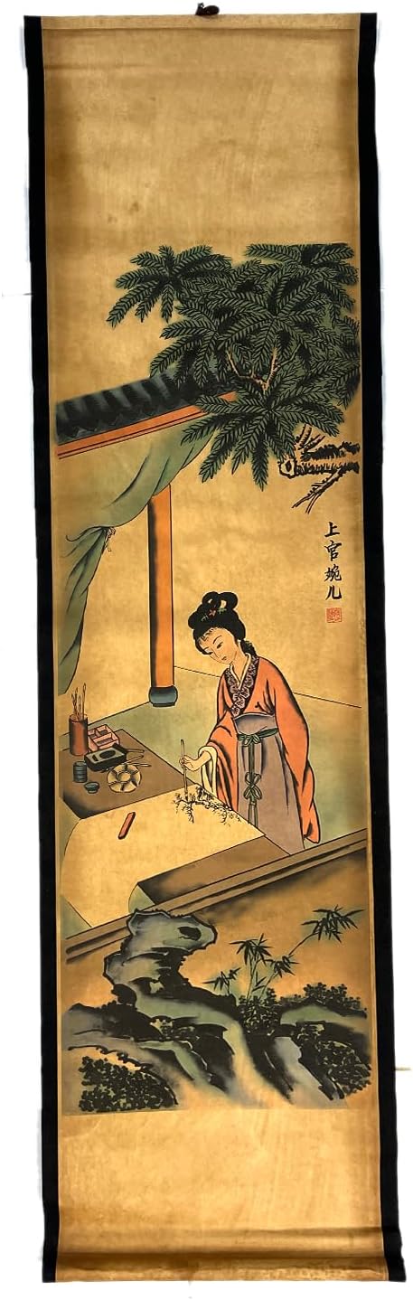 Wall Asia Traditional Art Prints Posters Painting Oriental,4 Panels Super Large Home Walls Decor Home Office Decoration (Super Old Aging Paper, c four beauty)