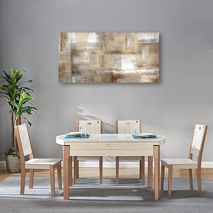 arteWOODS Abstract Canvas Wall Art - Brown White Grey Abstract Pictures for Living Room Bedroom Wall Decor Rustic Canvas Print Retro Farmhouse Painting Artwork 29" X 58