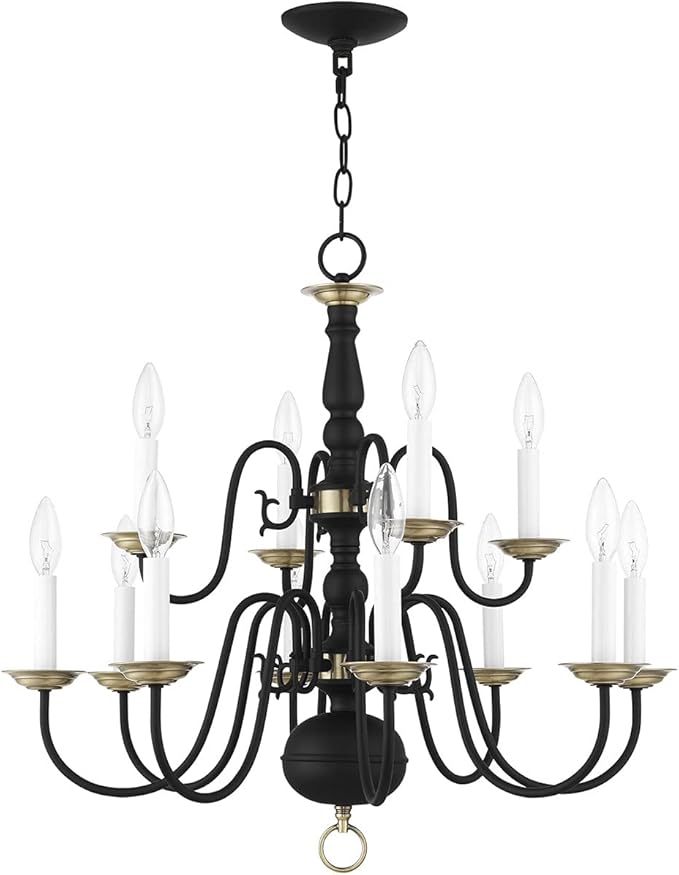 Livex Lighting 5012-04 Williamsburgh 12 Light Black Chandelier