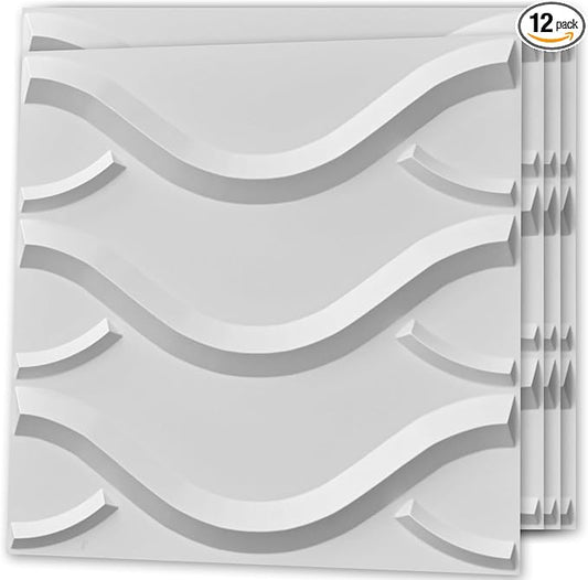 Art3d Decorative 3D Wall Panel, 32 Sq.FT PVC Interior Wall Decor for Living Room, Bedroom, Lobby, Office, Shopping Mall, White