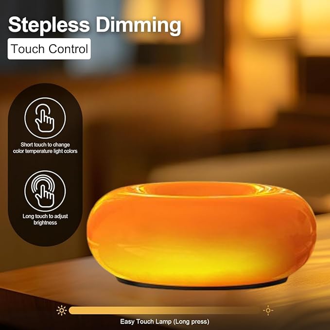 Creative Design Atmosphere Donut Lamp, Plug- in Bedsided Wall Sconce Or Ambient Lighting, Modern Orange Donut Light for Warm Decoration,Cute Table Light for Children's Room Or Living Room