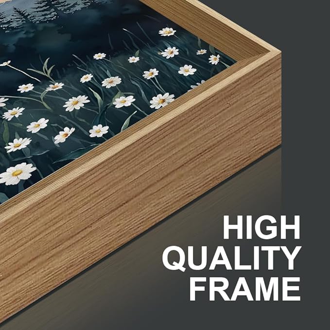 KAIRNE Large Mountain Landscape Wall Art, Watercolor Forest and Misty Pine Tree Canvas Print, Nature Scenery Artwork for Living Room Bedroom Office Decor, Rustic Wood Frame Ready to Hang, 20x40inch