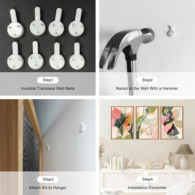 Colorful Abstract Framed Canvas Wall Art Set,Modern Multicolor Pastel Minimalist Line Wall Decor,Boho Green and Pink Painting for Living Room,Bedroom-16 x24 x3