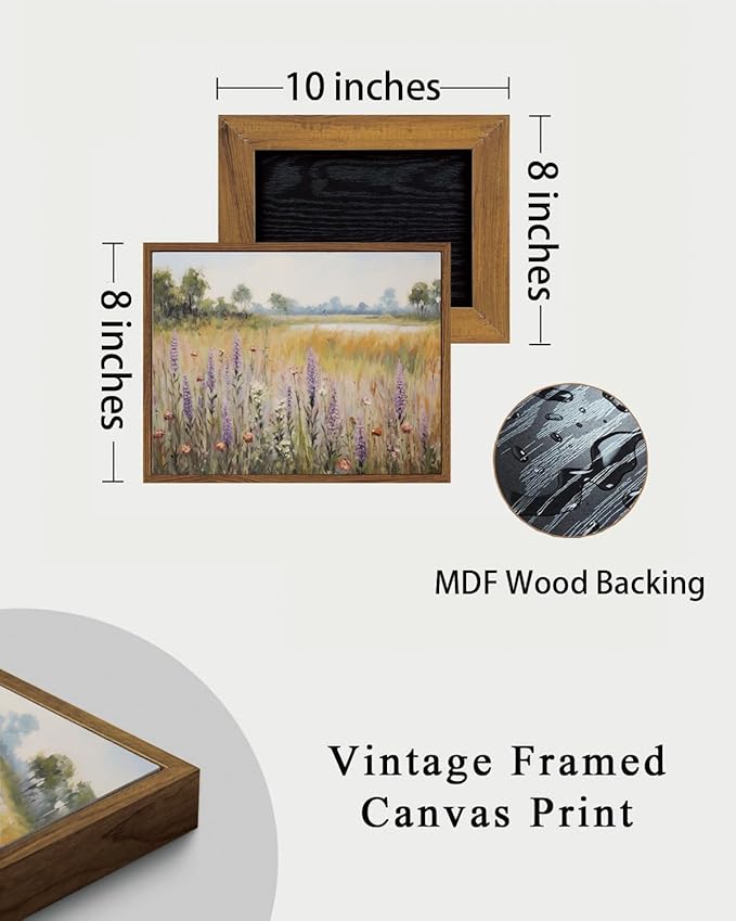 KISSFOX Vintage Landscape Canvas Wall Art Nature Wildflower Field Scenery Prints Country Painting Picture Decor Artwork Rustic Farmhouse Gallery Office Living Room Bedroom Bathroom