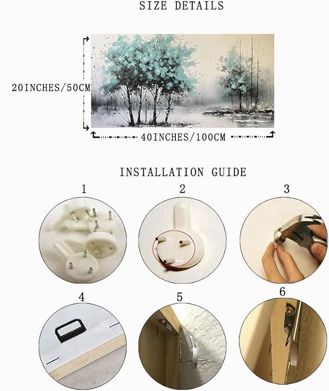 BYXART Abstract Blue Tree Wall Art Indigo Picture Forest Canvas Nature Painting for Home Decor Landscape Print Artwork Modern Textured Wrapped Artwork for Bathroom Living Room Bedroom Office 40L x20W