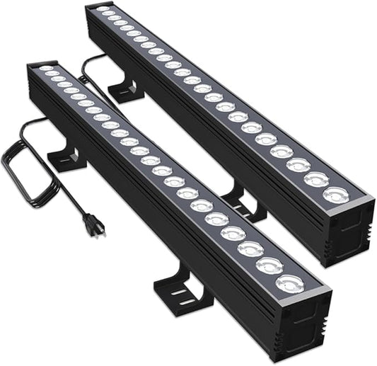 2-Pack nanzgecc 72W Outdoor Wall Washer Lights, 40IN 5000K Daylight White LED Wall Washer Light Bar, 120V Waterproof IP67 Outdoor LED Light Bar for Outdoors, Plug and Play