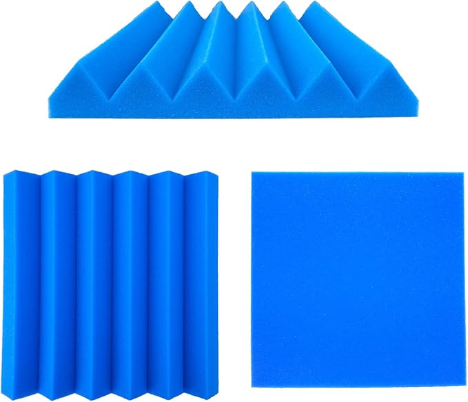 24 Pack Acoustic Foam Panels,2" x 12" x 12"Fireproof Soundproof Foam Sound Absorbing Noise Cancelling Panels for Recording Studios, Home, Offices Walls Ceiling（12 Blue+12 Black）