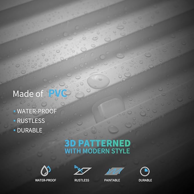 Art3d 6-Pack Slat Design 3D Wall Panels for Interior Wall Decor, 2x4 FT PVC Decorative Drop Ceiling Tiles - White