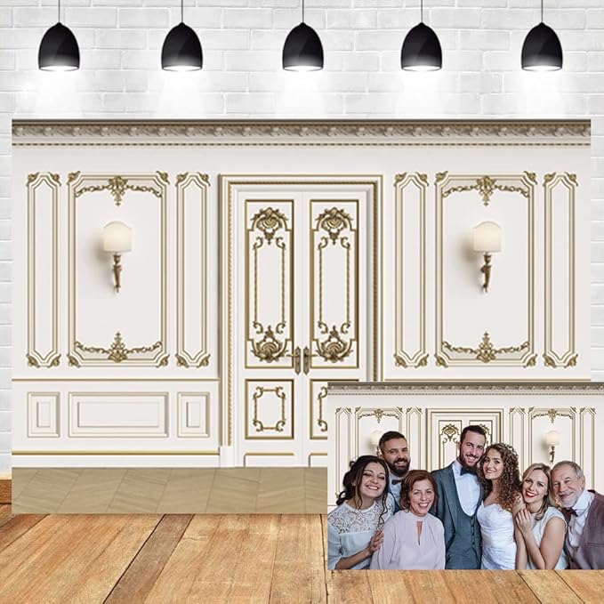 Leyiyi 10x6.5ft Vintage Room Inside Backdrop European Frame French Door Modern Castle House Cementery Wall Empty Building Photo Background Cowboy Kids Birthday Portrait Studio Prop Vinyl Wallpaper