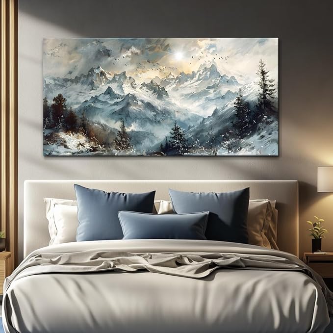 KELIYUAN Large Wall Decor For Living Room Canvas Wall Art For Office Bedroom Framed Wall Paintings Abstract Mountain Landscape Pictures Artwork Modern Dormitory Home Decoration Aesthetic 30x60in