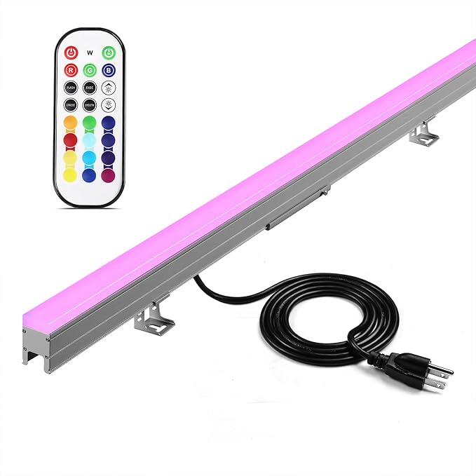 Wall Washer Light RGBW Color Changing Outdoor Bar Lights Waterproof Plug in 39 Inch Stage Light Bar RGB Wall Wash Lighting for Commercial Advertising Boards Lighting