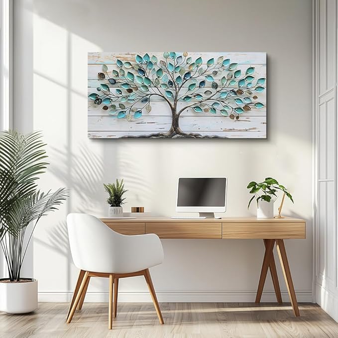 MHARTK66 Canvas Wall Art Colorful Trees Large Paintings For Living Room Abstract Wall Decor Bedroom Farmhouse Artwork For Office Blue Landscape Watercolor Pictures Rustic Wall Hanging Decor 20x40