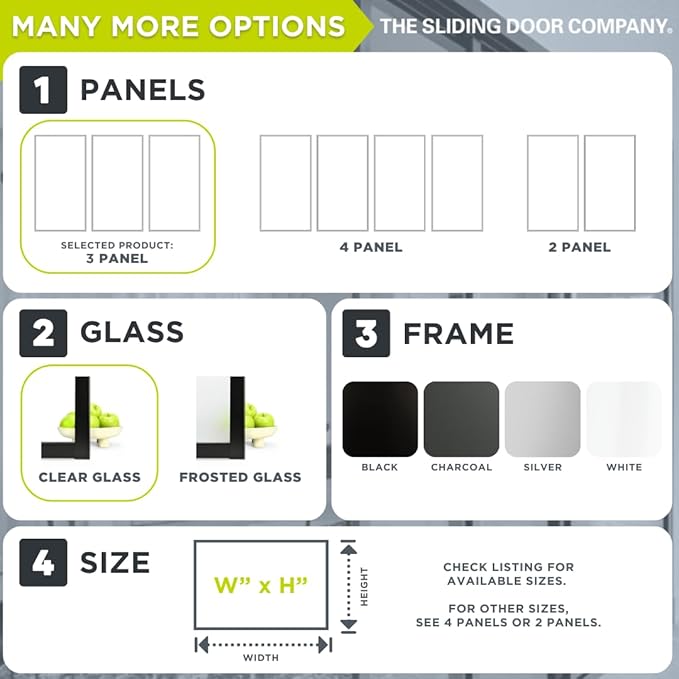 3-Panel Clear Glass Sliding Room Divider - Tempered Glass Wall Separator Screen for Office, Home, Workstation, Cubicle, Desk - Commercial & Residential Partition - 108" W x 96" H, White Frame
