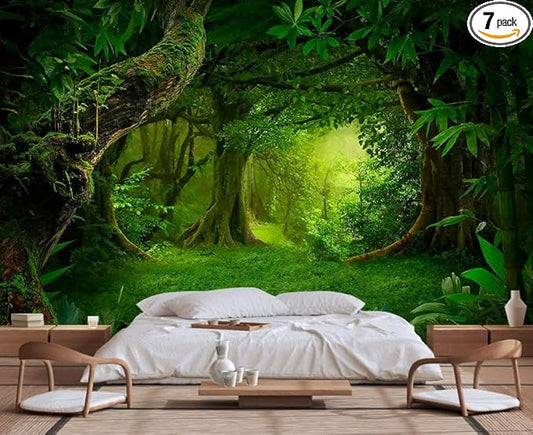 Ancient Large Trees Forest Wallpaper, Large Background Wall Mural, Decorating Bedroom, Living Room, Bath Room(Non-self-Adhesive)