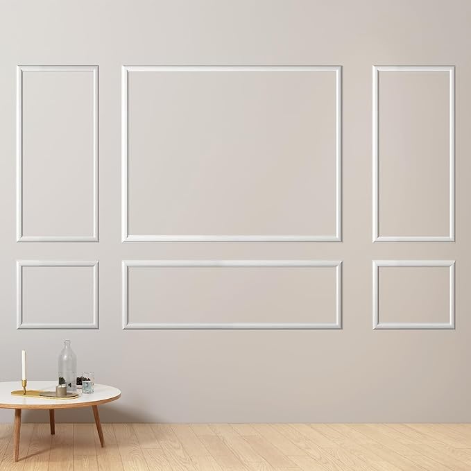 6-Frame Premade Accent Wall Molding Kit, Ready-to-Assemble Wainscoting Panels, Pre-Cut Chair Rail Moulding Trim for Home Décor