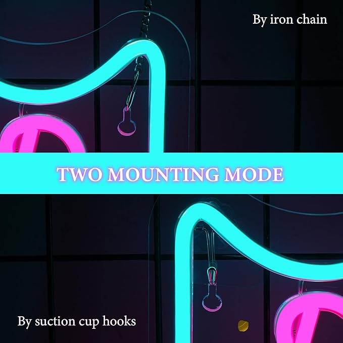 Looklight Disco Neon Signs for Wall Decor Pink Blue LED Word Light Sign Right-Pointing Arrow Neon Light USB Light Up Letters Sign for Disco Lover Music Bar Music Studio Rec Room Bedroom Party Decor