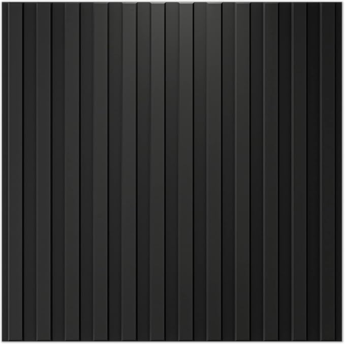 Art3d Slat Wall Panel, 3D Fluted Textured Panel 12-Tile 19.7 x 19.7in. - Cover 32 Sq.Ft., Black