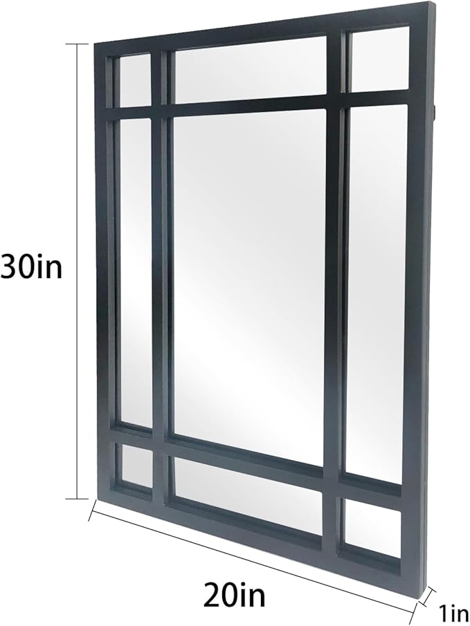 Black Rectangle Mirror, Farmhouse Decorative Wall Mirror for Entryway, Living Room, Bedroom, Hallway, Fireplace, Accent Wall Decor (Black1, 29.5" x 20")