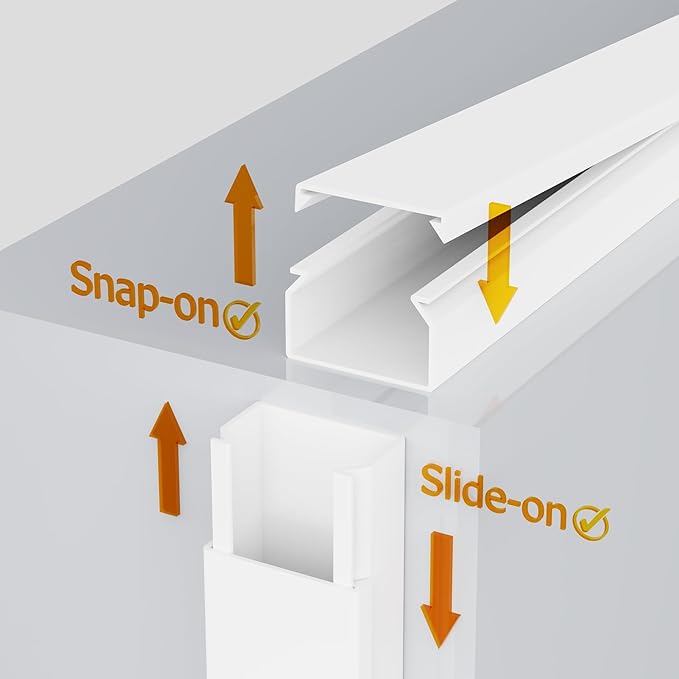 One Cord Channel Cable Concealer - 315in One-Cord Cover for Wall, Mini Wire Hider for 1-2 Wires, Paintable Electric Cable Cover for Outside, Wall Mount TV Cord Hider