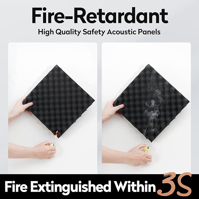 24 Pack Acoustic Panels, 12x12x1.2 Inches Egg Crate Acoustic Foam Panels, Sound Proof Foam Panels Noise Reducing for Walls and Ceiling, Acoustic Foam Panels Sound Absorbing, Soundproof Wall Panels